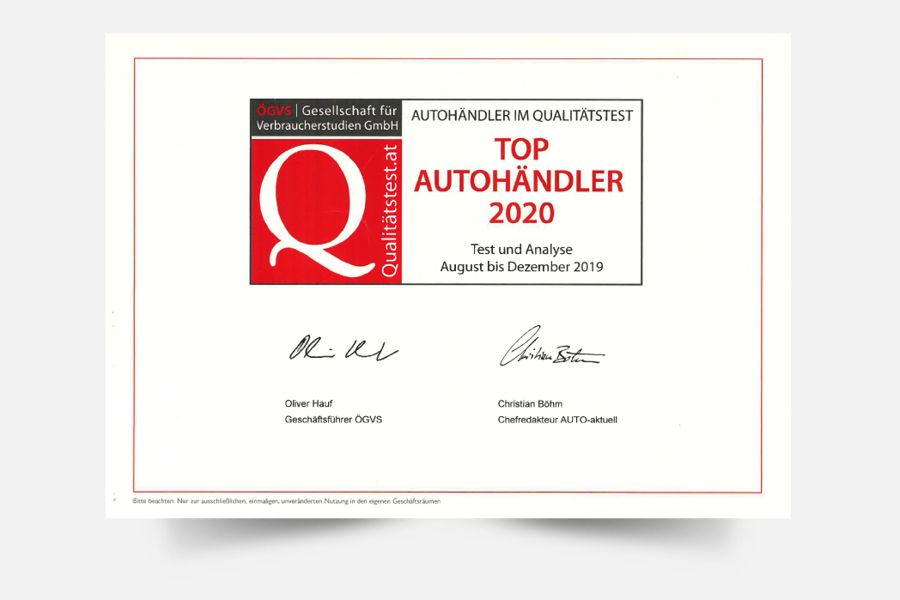 Top Autohaus Award 2020 für Auto Meisinger